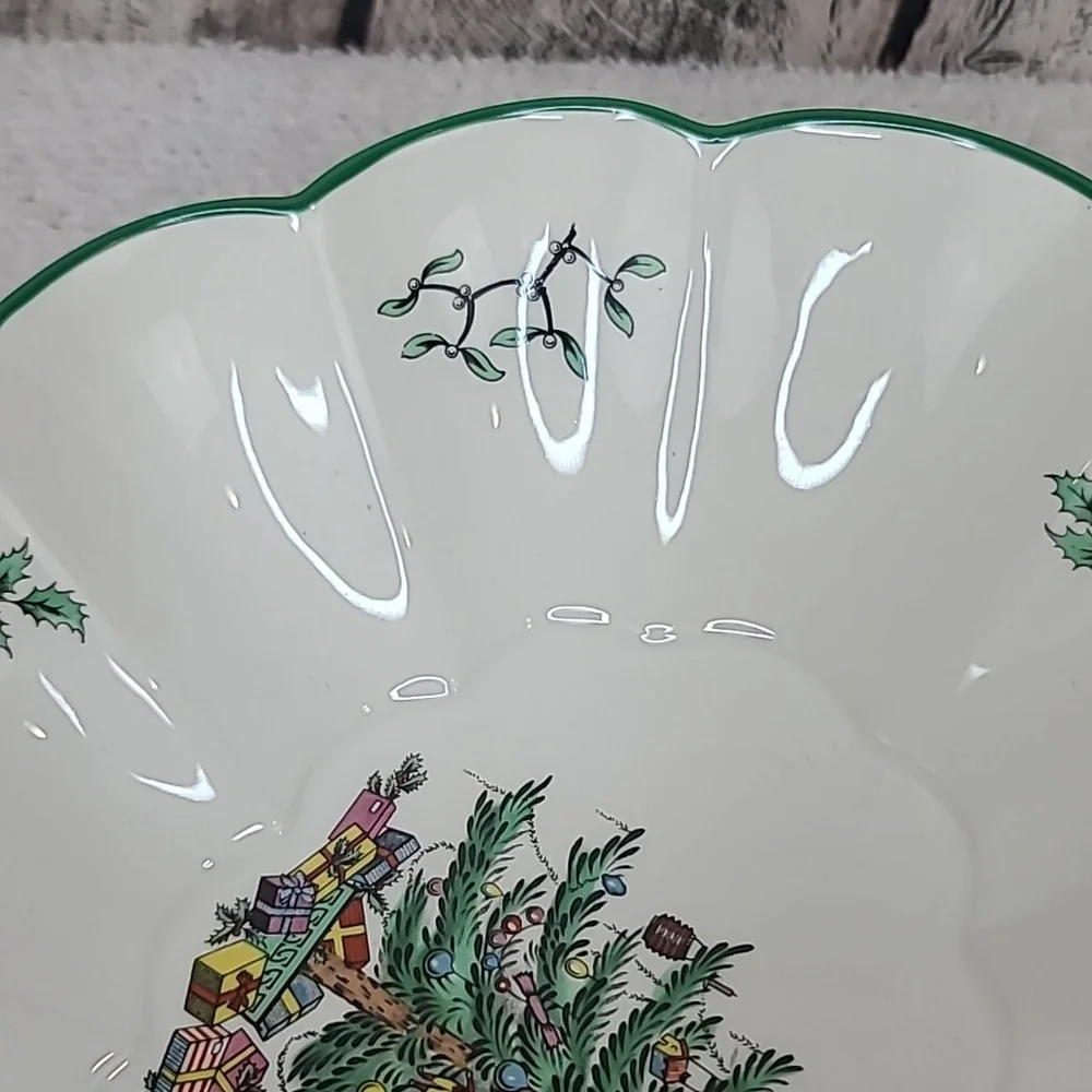 Spode Christmas Tree Mint Vintage Collector Medium Scallop/Fluted Oval Platter